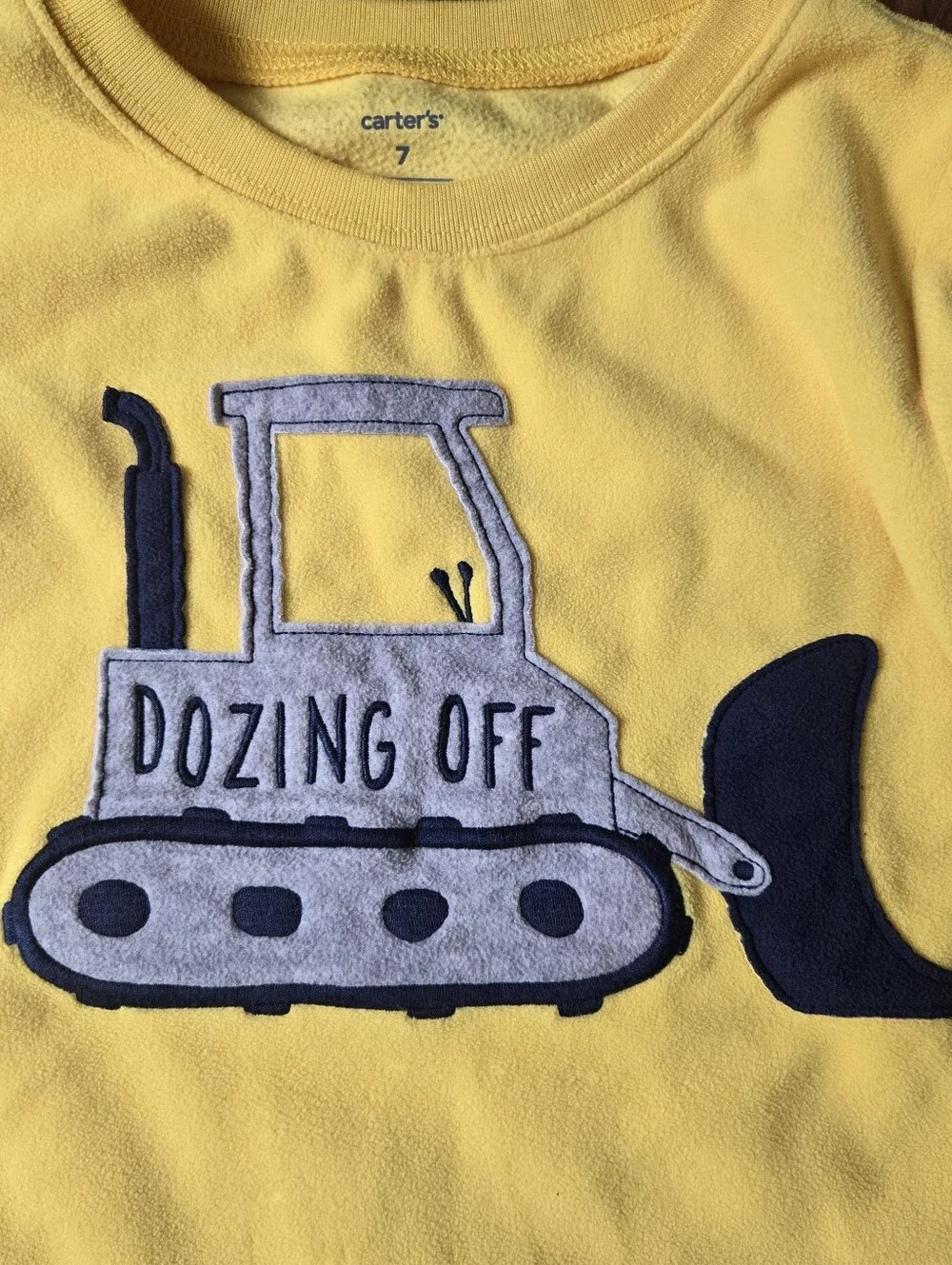 Carter's Kids Size 7 Yellow 'Dozing Off' Construction Pajama Set GUC